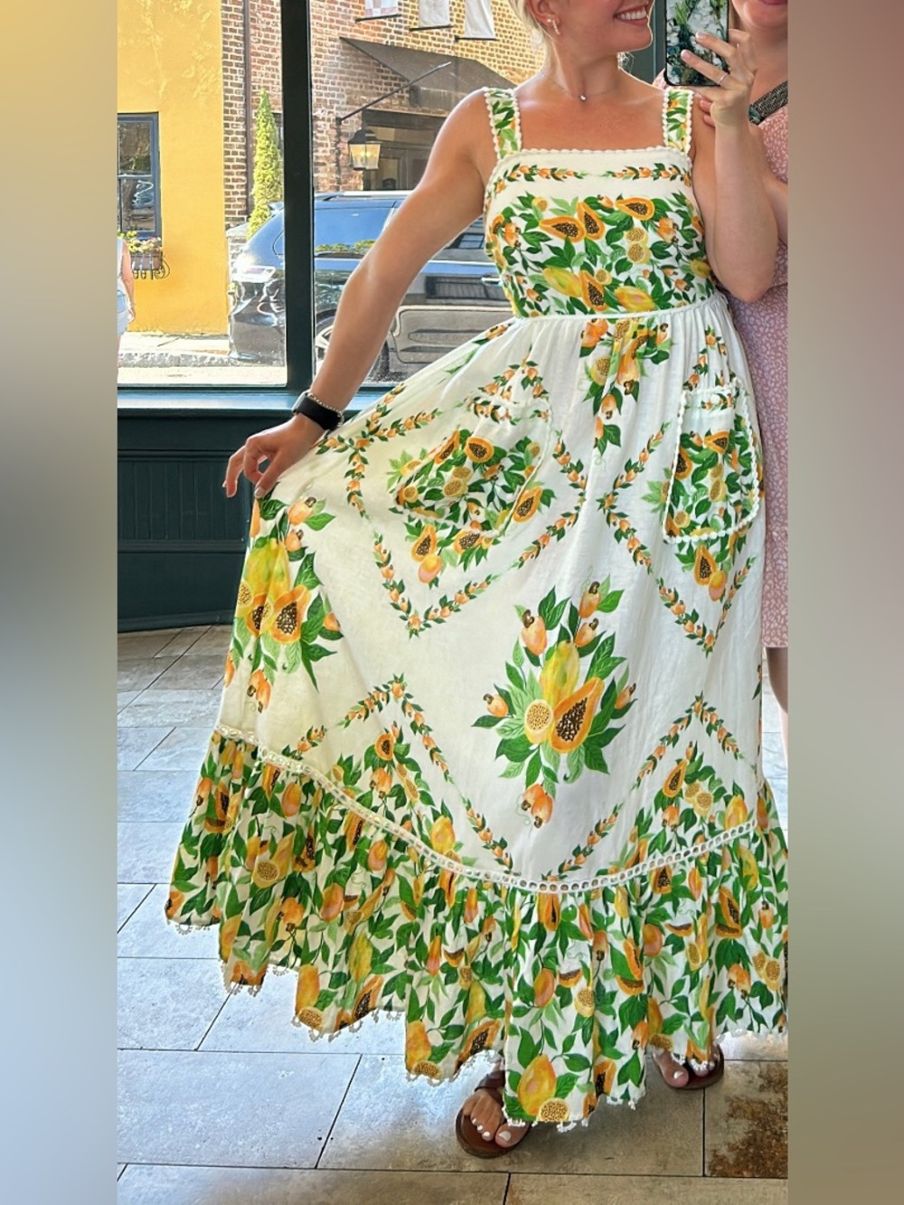FARM Rio White Maxi Dress with Yellow Lemon & Green Leaf Print - Picture 10 of 11